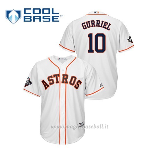 Maglia Baseball Uomo Houston Astros 10 Yuli Gurriel 2019 World Series Bound Cool Base Bianco
